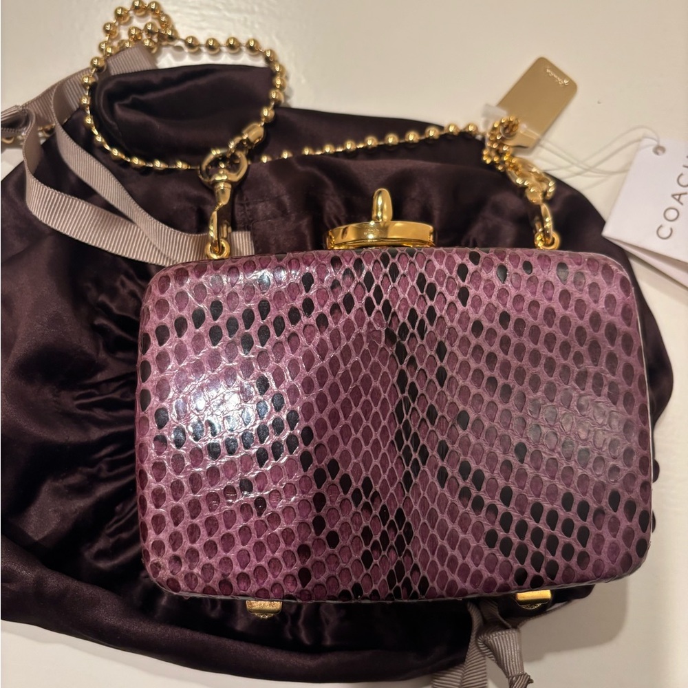 Coach Lavender Snakeskin Minaudiere with Gold Chain (tags still on never used)